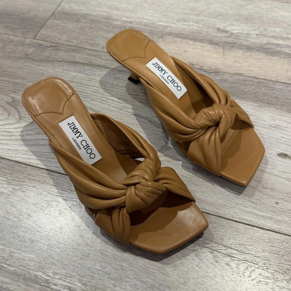 LIKE NEW Jimmy Choo Avenue 50 Leather Sandal in Beige size 36 - Picture 2 of 5